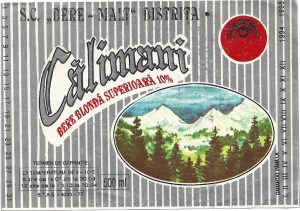 Etichetă bere blondă superioară Călimani, 1994-1995, SC Bere Malț Bistrița