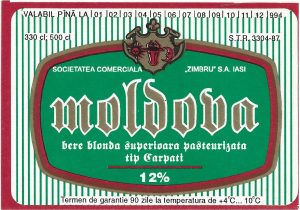 Etichetă bere blondă superioară pasteurizată tip Carpați, Moldova, 1994, Societatea comercială Zimbru SA, Iași