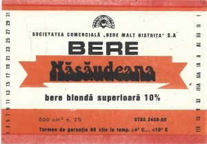 Etichetă bere blondă superioară Năsăudeana, Societatea comercială Bere Malț Bistrița SA, începutul anilor 1990