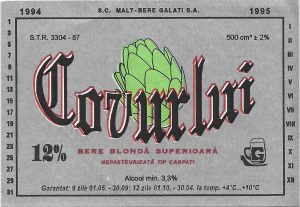 Etichetă bere blondă superioară Covurlui, 1994-1995, SC Malț Bere Galați SA