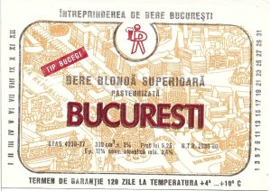 Etichetă bere blondă superioară pasteurizată București, Întreprinderea de bere București