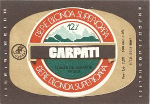 Etichetă bere blondă superioară Carpați