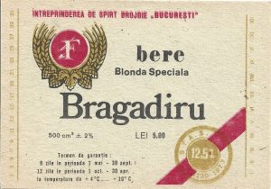 Etichetă bere blondă specială Bragadiru, Întreprinderea de Spirt Drojdie București