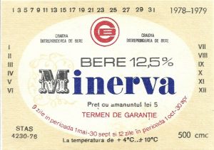Etichetă bere Minerva, 1978-1979, Întreprinderea de bere Craiova