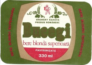 Etichetă bere blondă superioară pasteurizată Bucegi, Brewery Rahova, produs românesc