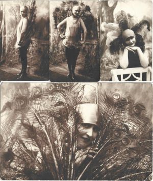 Tânără pozând, studio Olsanețchi, Bălți, Basarabia, perioada interbelică, lot de 4 fotografii