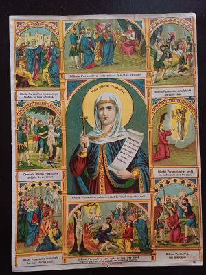 Sfânta Paraschiva, litografie românească religioasă de epocă