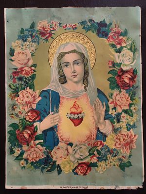 Sfânta Inimă a Mariei Fecioară, litografie românească religioasă de epocă