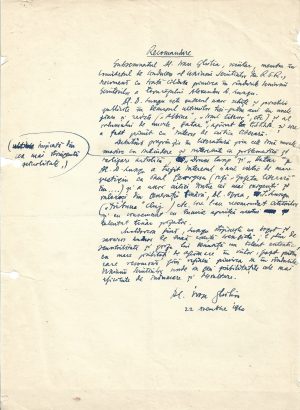 Alecu Ivan-Ghilia, act scris și semnat olograf, 1960