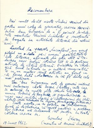 Niculae Stoian, act scris și semnat olograf, 1962