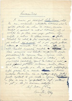 Alecu Ivan-Ghilia, act scris și semnat olograf, 1964