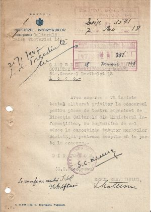 Semnătura olografă a lui Victor Eftimiu, 1947