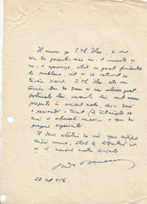 Radu Boureanu, act scris și semnat olograf, 1956