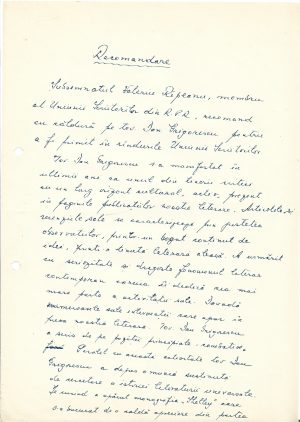 Valeriu Râpeanu, act scris și semnat olograf, 1962