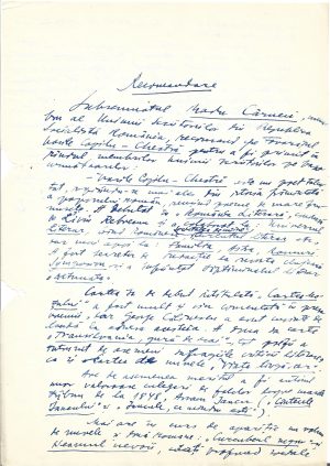 Radu Cârneci, act scris și semnat olograf, 1973