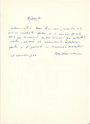 Oscar Lemnaru (Oscar Holtzman), act scris și semnat olograf, 1966