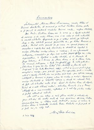 Mircea Horia Simionescu, act scris și semnat olograf, 1983