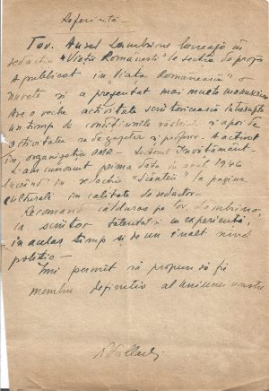 Theodor Pallady, act scris și semnat olograf