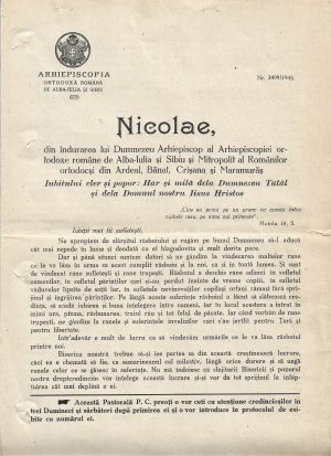 Pastorală a mitropolitului Nicolae Bălan, îndemn pentru îngrijirea orfanilor de război, 11 aprilie 1945