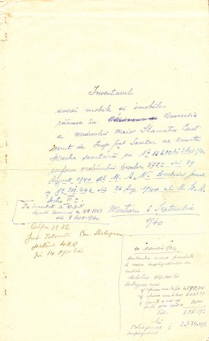 Inventarul averii mobile și imobile rămase în Basarabia a unui ofițer superior român, medic militar, în urma retragerii haotice după ultimatumul sovietic din anul 1940