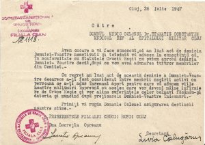 Societatea Națională de Cruce Roșie a României, 1947, lot de două acte, unul semnat olograf de Lucreția Opreanu