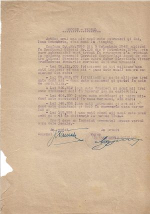 Predarea valorilor Cercului Teritorial Argeș la predarea comenzii către alt comandant, 1942, Pitești