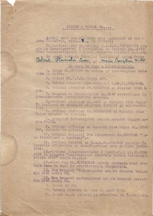 Predarea bunurilor și valorilor Cercului Teritorial Argeș la predarea comenzii către alt comandant, 1942, Pitești