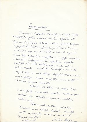 Valeriu Râpeanu, act scris și semnat olograf, 1981