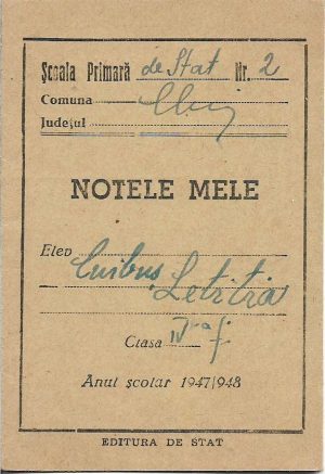 Notele mele, 1947/1948, școală primară din Cluj