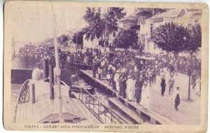 Sulina, debarcarea pasagerilor, sezonul băilor, carte poștală