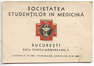 Carte de membru și posesor al insignei, Societatea studenților în medicină, București, 1948