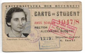 Carte de student, Facultatea de Științe, Universitatea din București, 1947/8