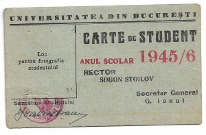 Carte de student, Facultatea de Drept, Universitatea din București, 1945/6