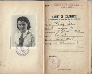 Carnet de școlaritate, Liceul de fete Oltea Doamna, Cernăuți, cca 1940