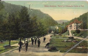 Slănic Moldova, Parcul și Hotelurile Cerbu și Puf, carte poștală