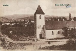 Alvincz, Róm kath templom, carte poștală