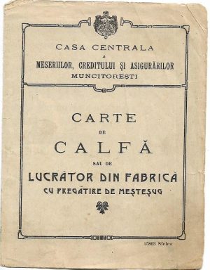 Carte de calfă blănar, 1927
