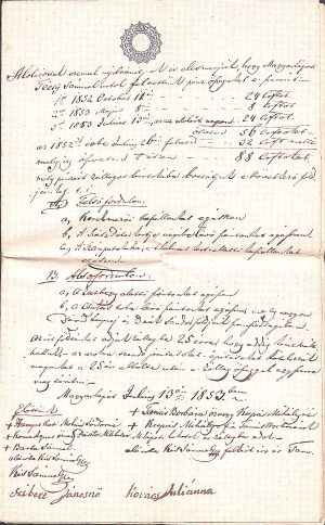 Act privitor la un împrumut de bani, 1853, Târgu Lăpuș, limba maghiară/Magyar nyelvű okirat, pénz kölcsön, Magyarlapos, 1853