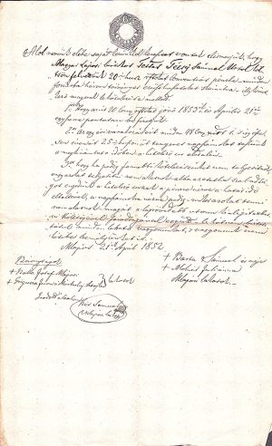 Act privitor la un împrumut de florini renani, 1852, Târgu Lăpuș, limba maghiară/Magyar nyelvű okirat, rajnai forint kölcsön, Magyarlapos, 1852