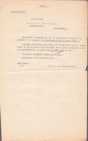 Decizie de numire în funcția de primforestier, 1912, Caransebeș, duplicat de epocă din anul 1912