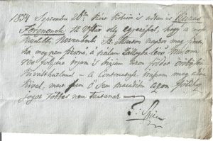 Act de împrumut florini renani, limba maghiară, Transilvania, 1854/Magyar nyelvű okirat, 1854