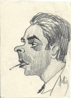 Cassius Dobrin, caricatură, anii 1930, semnată Dobrin