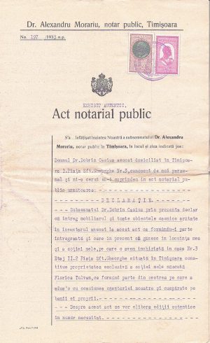 Act notarial public, 1933, Timișoara