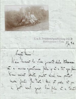 Cassius Dobrin din Lugoj, lot scrisori și poze, 1916, Pola