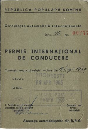 Permis internațional de conducere, 1965, România