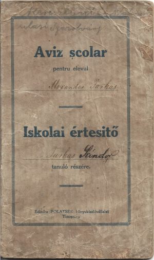 Aviz școlar, Școala primară confesională romano-catolică Radna, 1922