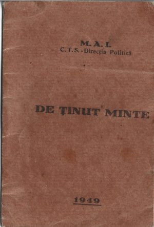 De ținut minte, MAI-CTS Direcția Politică, 1949, broșură de îndoctrinare militară și politică comunistă