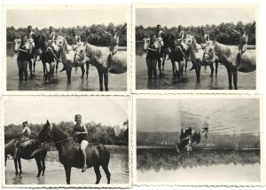 Copii cu cai la râu, România, perioada interbelică, lot de 4 fotografii