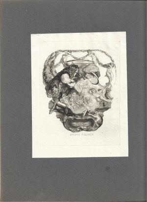 Ex-libris Bruno Fischer de Franz Von Bayros, heliogravură, cca 1910