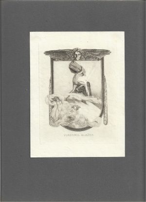 Ex-libris Vlastimil Blažek de Franz Von Bayros, heliogravură, cca 1910